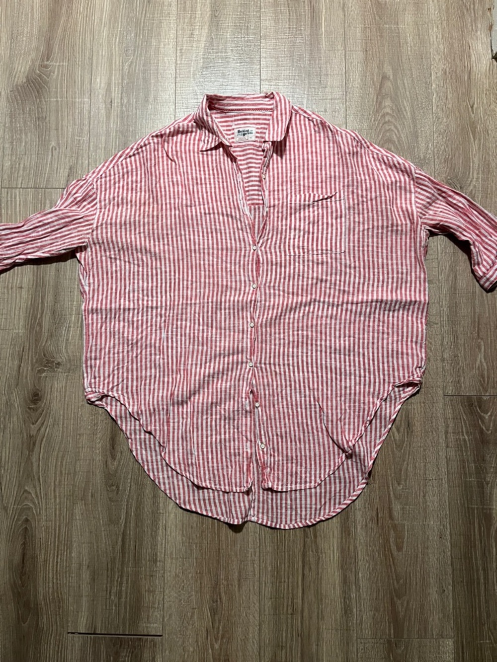 HOLDING HORSES Pink and White Striped Relaxed Button-Down Shirt